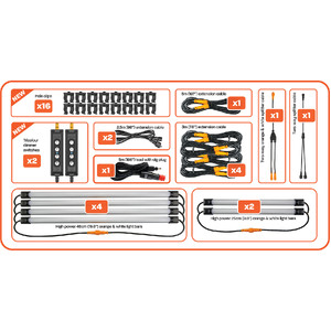 Hardkorr 6 Bar Orange/Warm White/White Led Camp Light Kit With Diffusers 