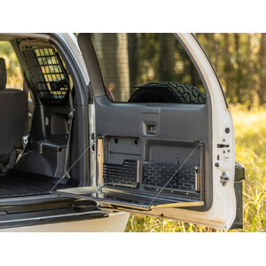 Kaon Rear Door Drop Down Table and Cage to suit Toyota Prado 120 / Lexus GX 470 [Natural Stainless]