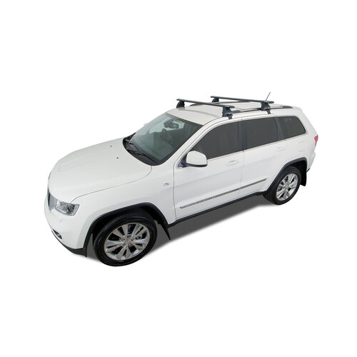 Rhino Vortex  Black 2 Bar Roof Rack for JEEP Grand Cherokee WK2 4dr 4WD (Metal Roof Rails) 2/11 On